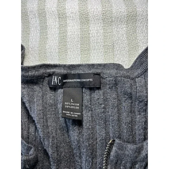 INC International Concepts Long Sleeve Juniors Large Ribbed Front Zipper Y2K 90s - Picture 7 of 11